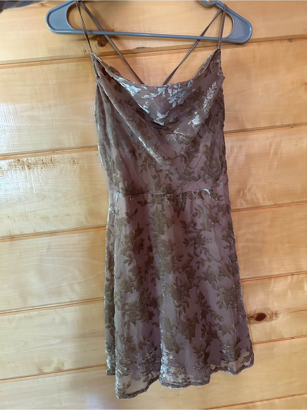 Apricot Lane taupe metallic floral slip mini dress